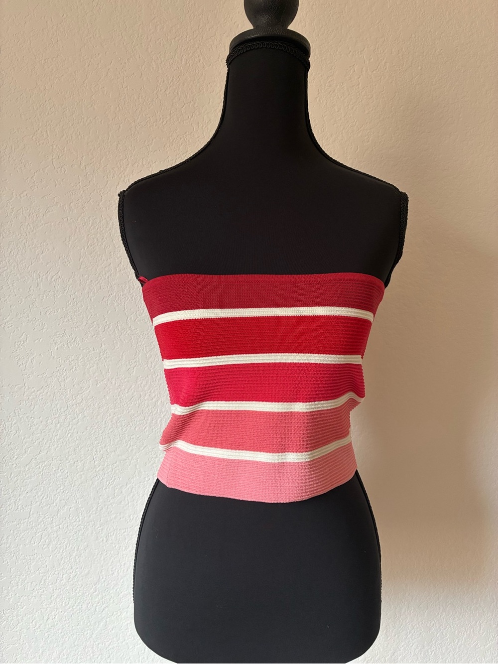NWT PacSun Striped Red & Pink Ribbed Tube Top Summer Beach Surfer Girl